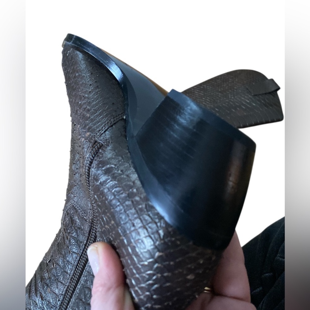 Steve Madden Kaden Black/brown Metallic Leather Snakeskin Boots size 8 - Picture 8 of 14